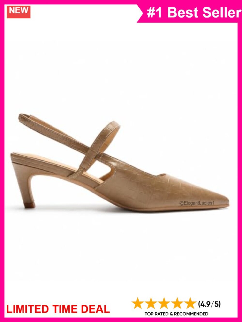 Pointed Toe Kitten Heels Slingback Low Heel Pumps